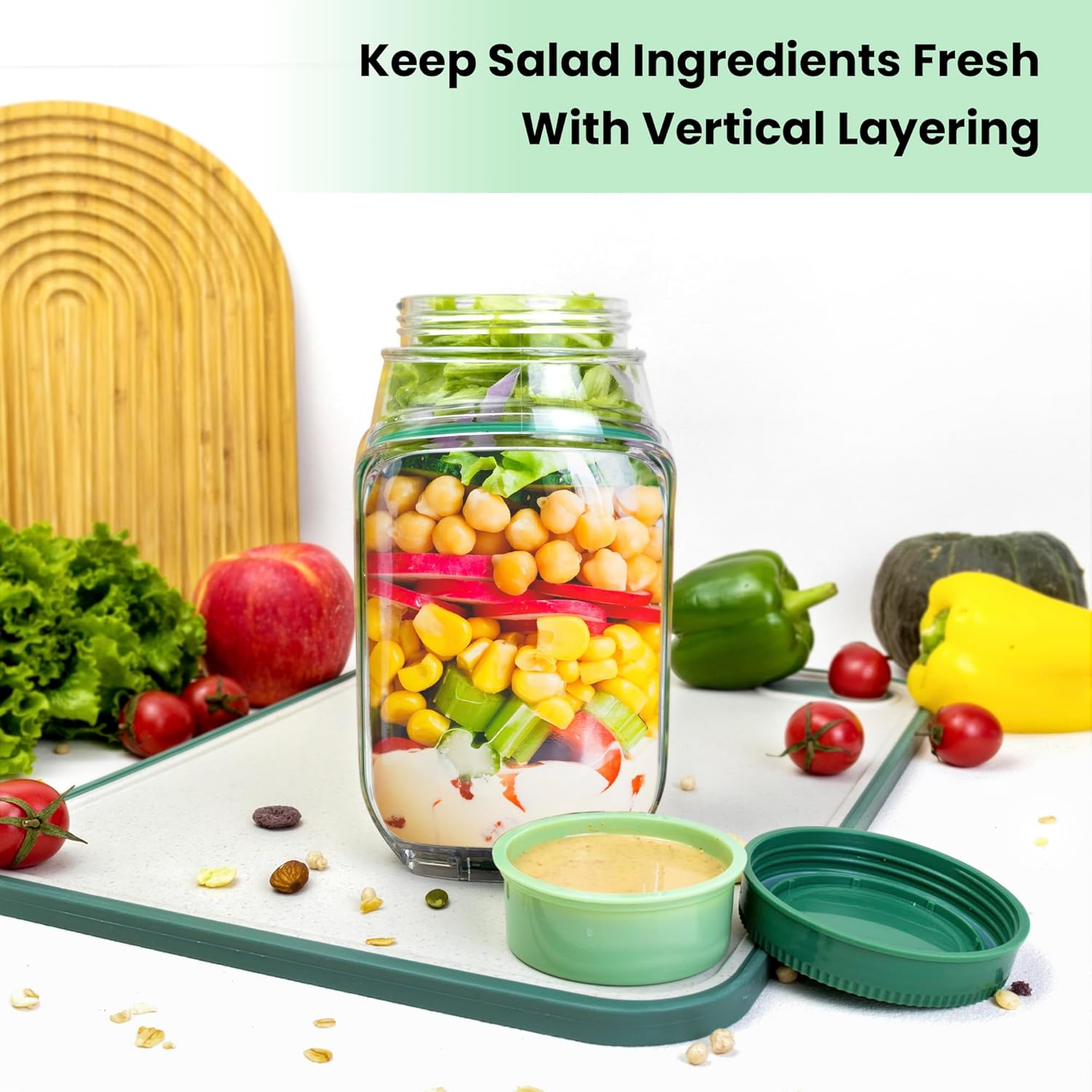 Meal Prep Jar Salad - Lot de 2 récipients à salade