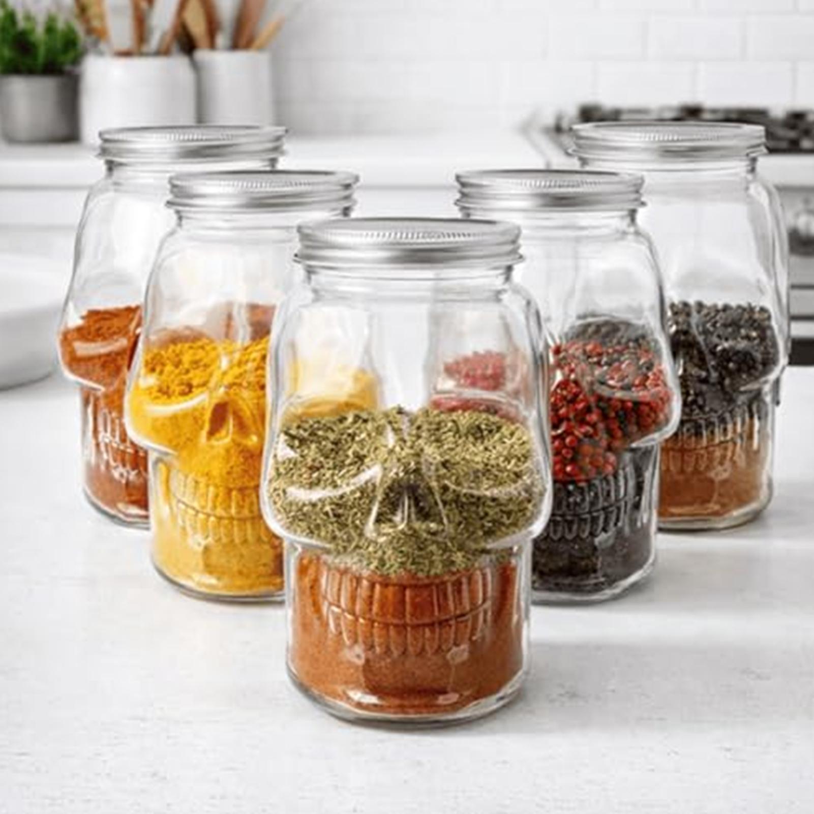 Meal Prep Jar Salad - Bocaux transparents en forme de crâne