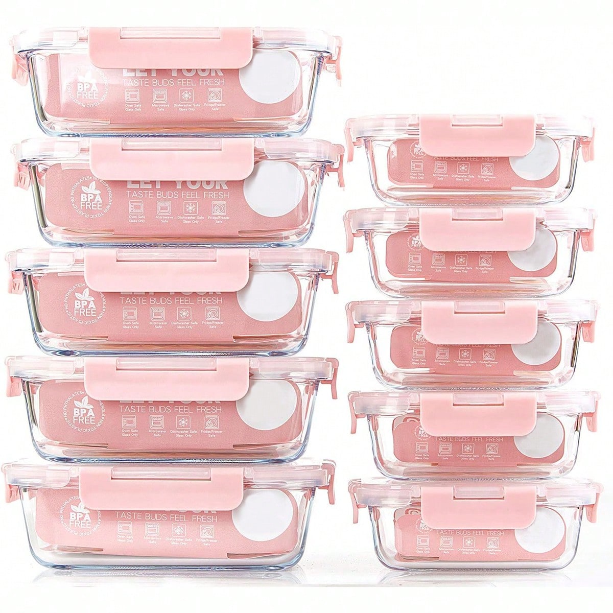 Meal Prep Glass - Lot de 10 récipients en verre