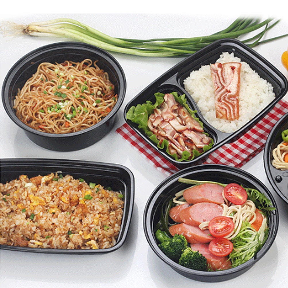 Meal Prep Day - 10 contenants ronds noirs jetables en