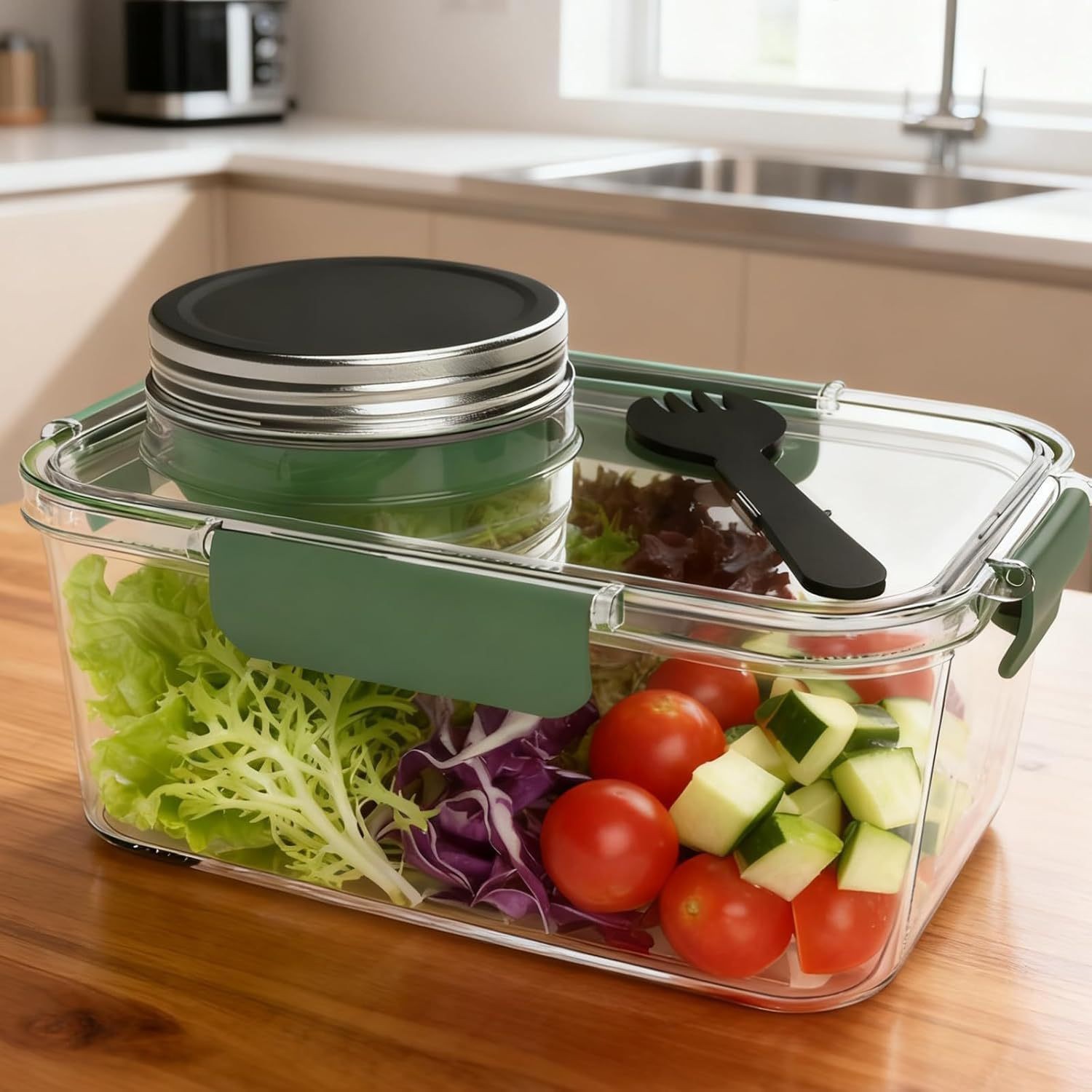 Meal Prep Jar Salad - Pot à dosettes solaire, conteneurs de