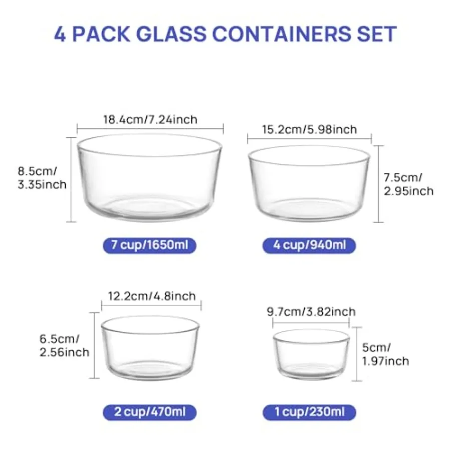 Lot de 4 bols en verre avec co - Meal Prep Glass avis et prix