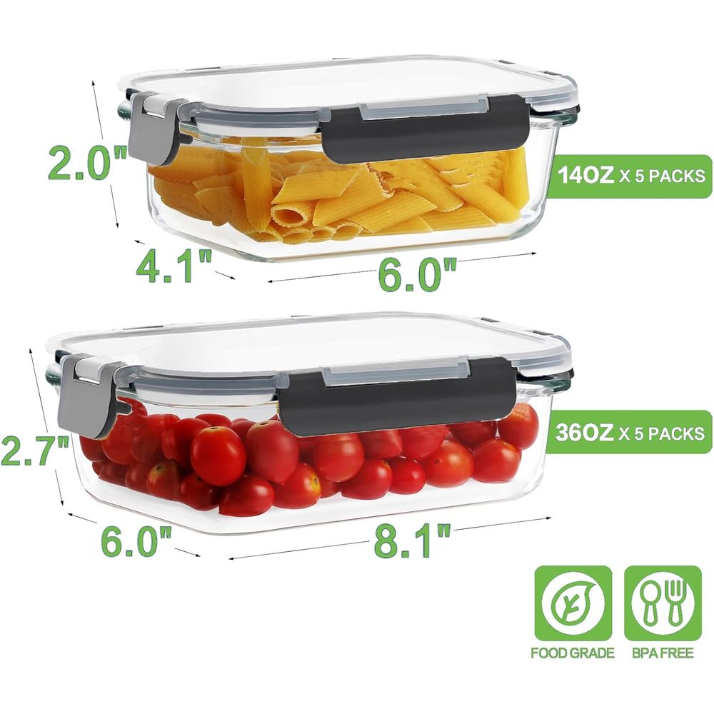 Lot de 10 contenants de prépar - Meal Prep Glass avis et prix