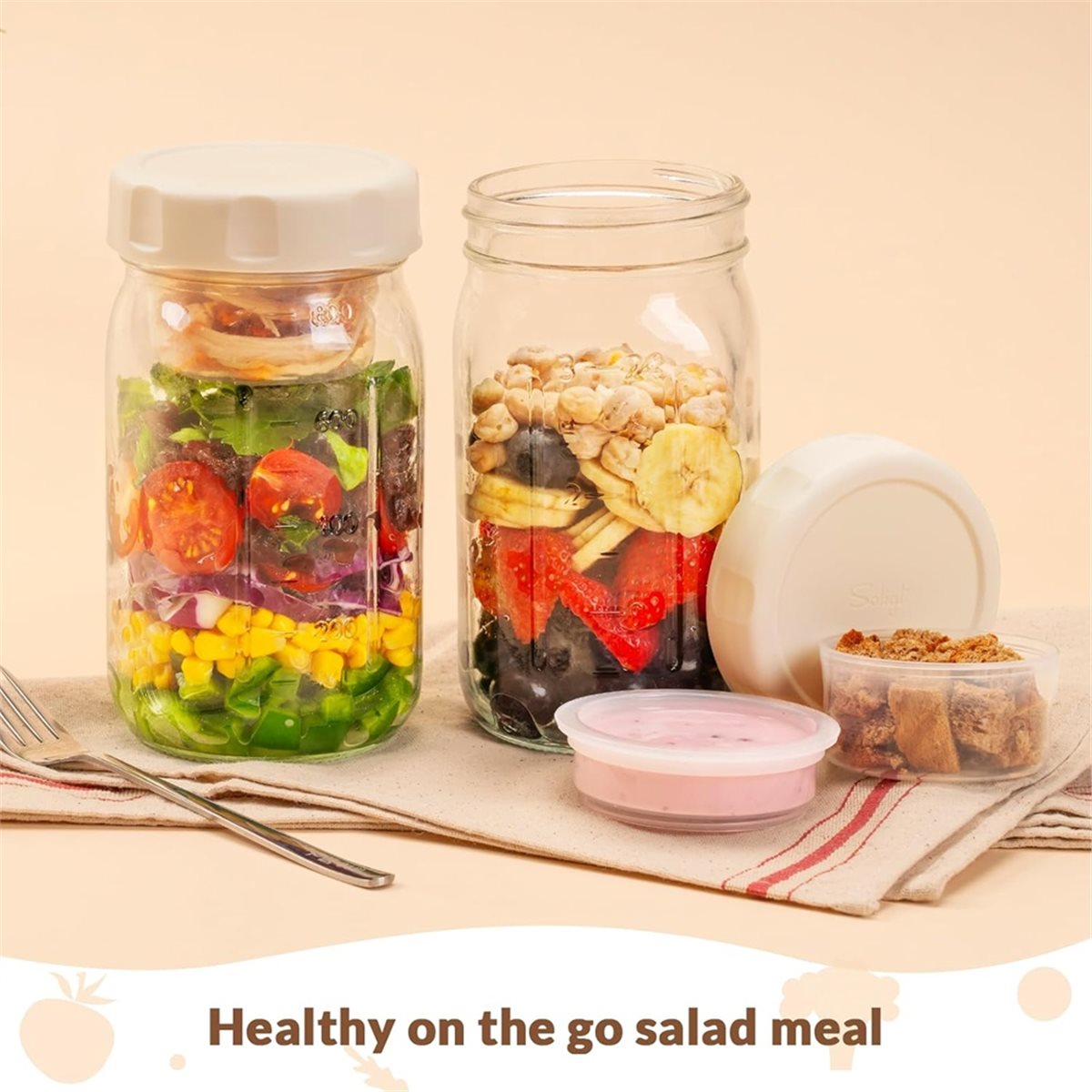 A67T NOUVEAU Lot de 4 bocaux e - Meal Prep Jar Salad avis et prix
