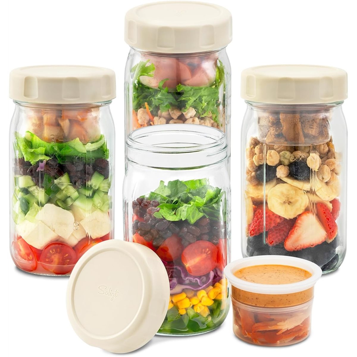 A67T NOUVEAU Lot de 4 bocaux e - Meal Prep Jar Salad avis et prix