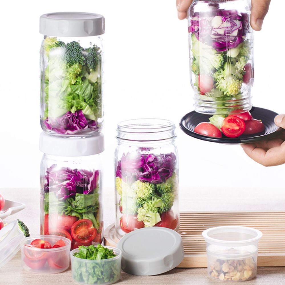 Lot de 4 bocaux à salade en ve - Meal Prep Jar Salad avis et prix